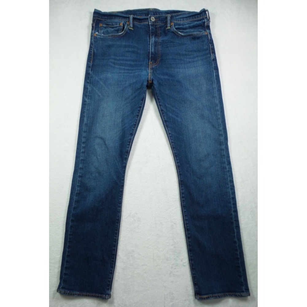 Levis 513 Mens Jeans 34 x 32 Blue Denim Slim Fit Straight Leg Mid Rise Stretch